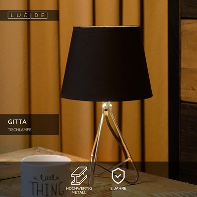 Lucide GITTA - Tischlampe - Ø 17 cm - 1xE14 - Chrom